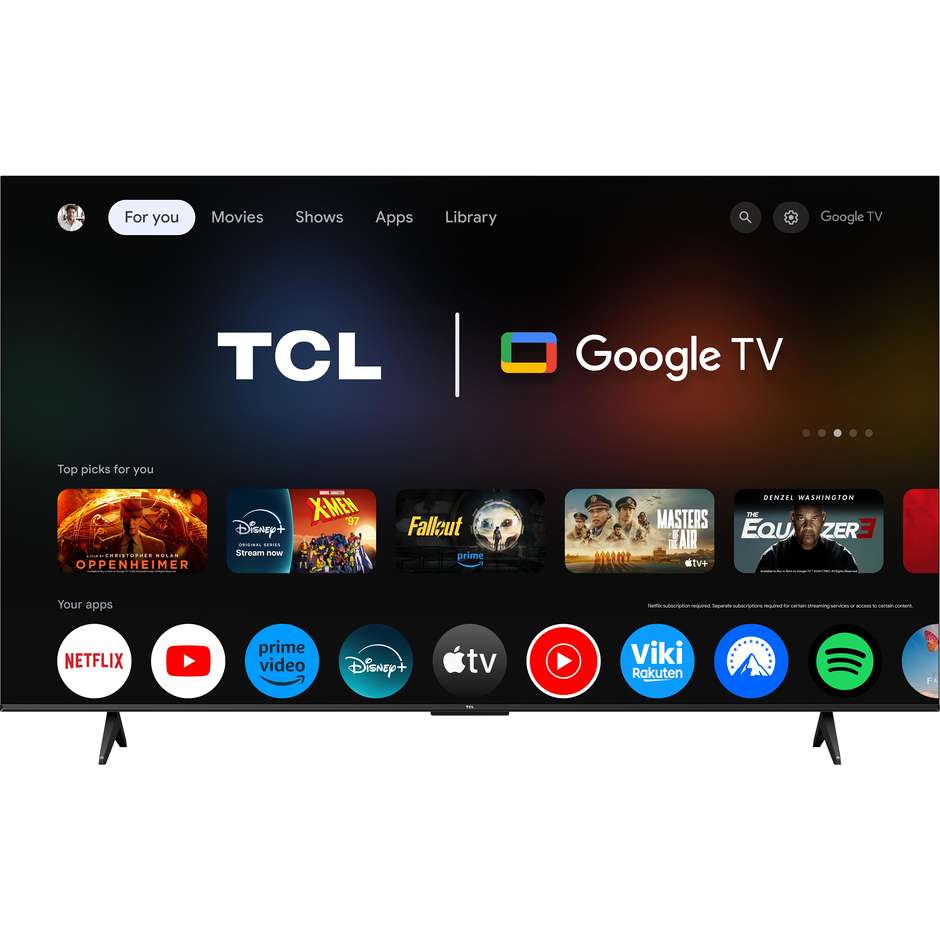 TCL 75P6L TV 75" 4K QLED Google TV HDR10 Nero ```